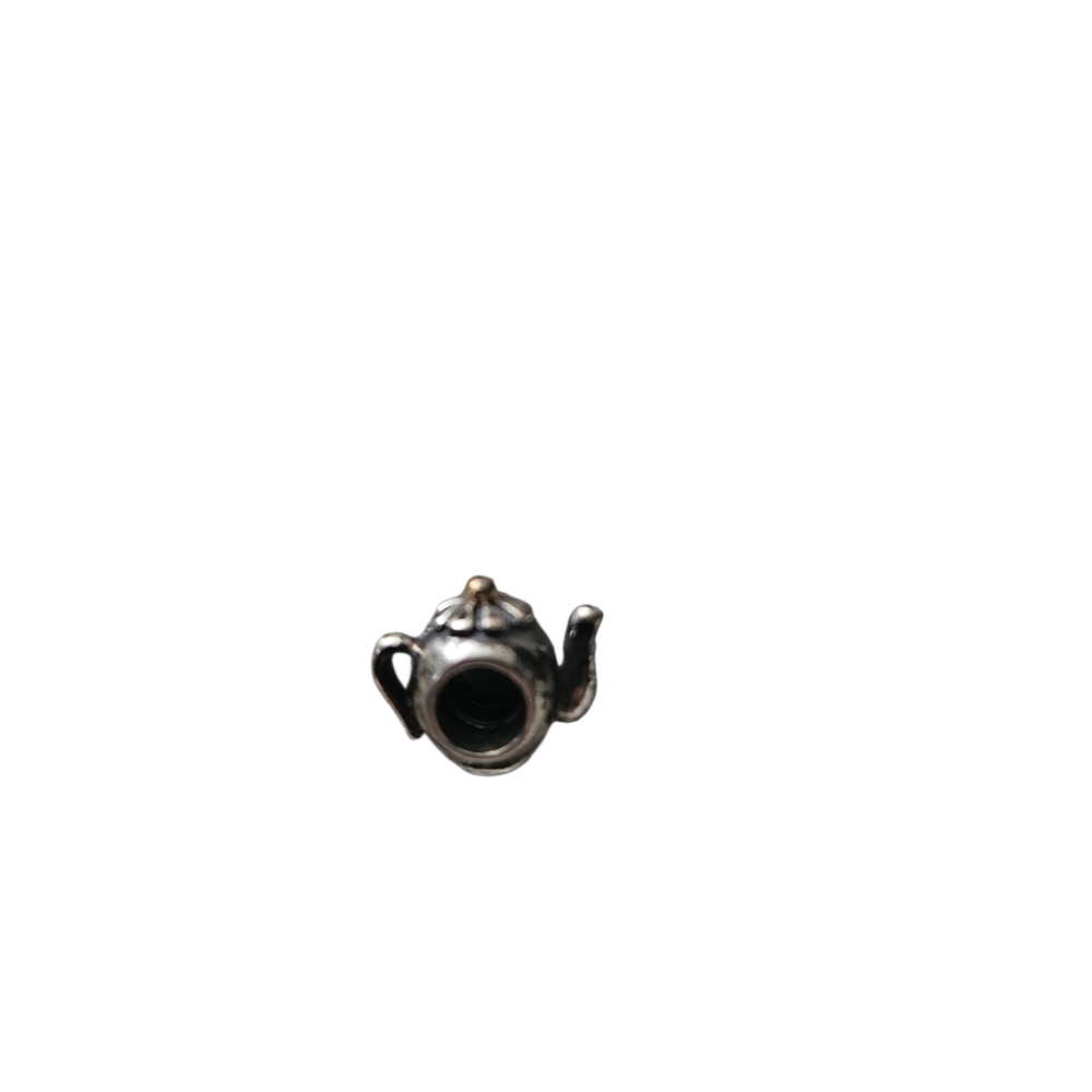 Authentic Pandora Silver & 14k Gold Coffee Teapot Charm Bead 790250 Rare Retired